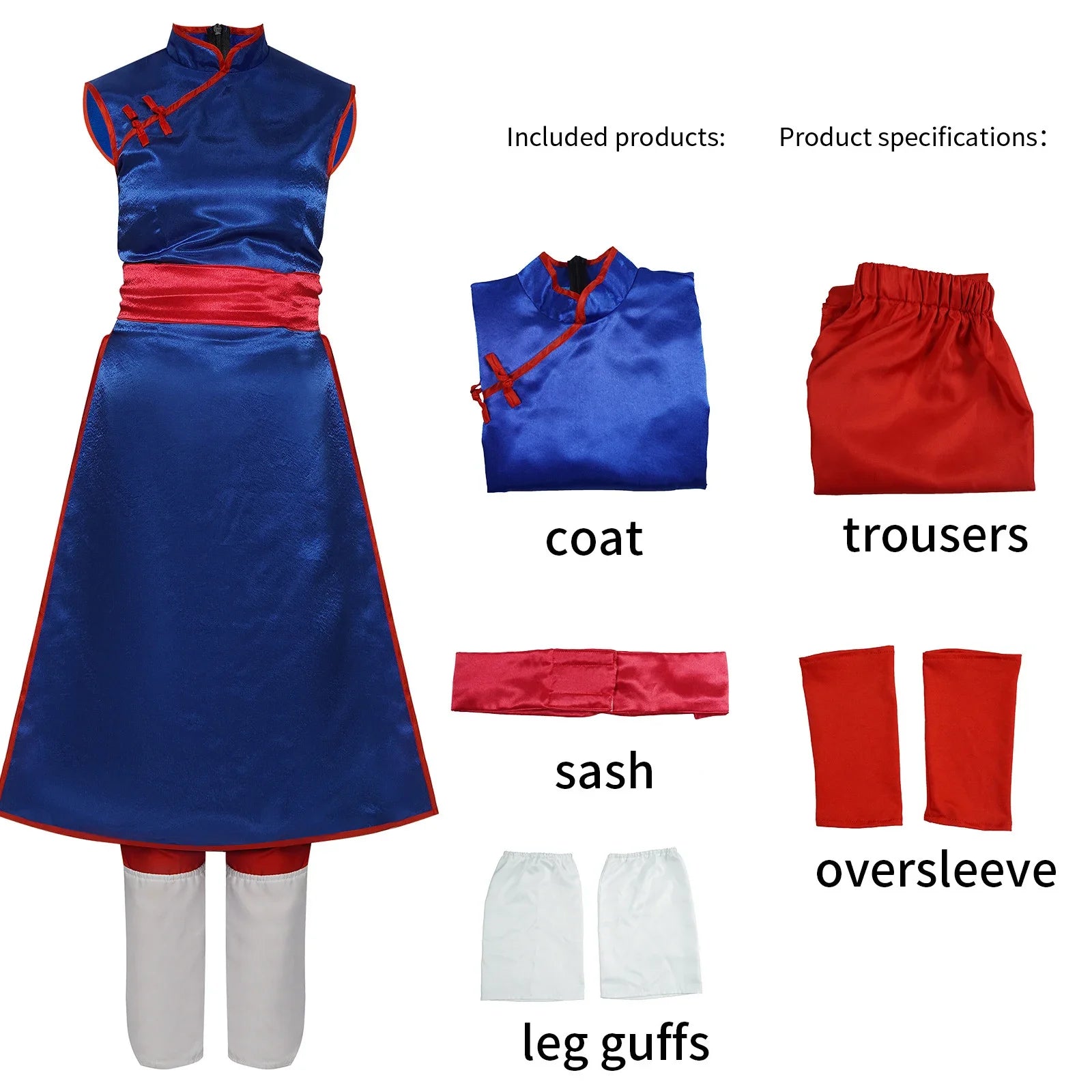 Chi-Chi Cosplay Costume – Blue Cheongsam Dress Uniform for Women - Image 7