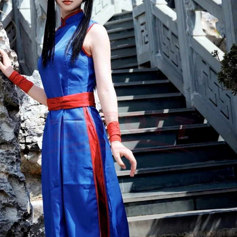 Chi-Chi Cosplay Costume – Blue Cheongsam Dress Uniform for Women - Image 6